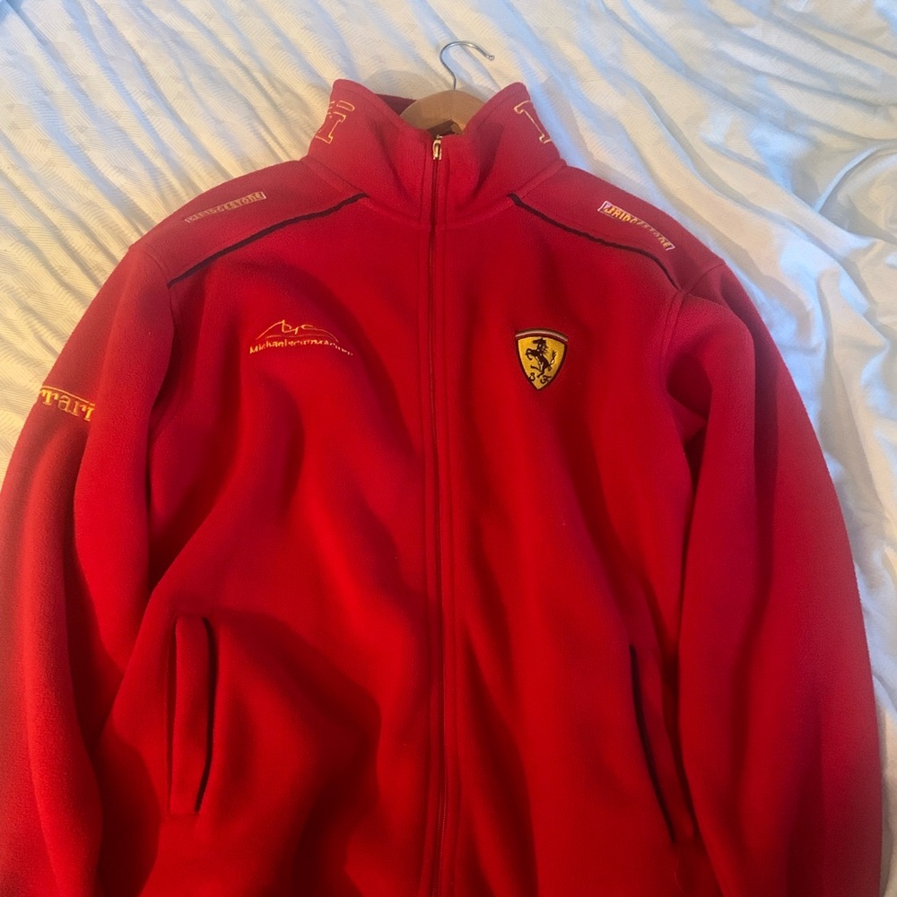 Michael Schumacher Mens Jacket Red XL Ferrari Full Zip Fleece Extra Large